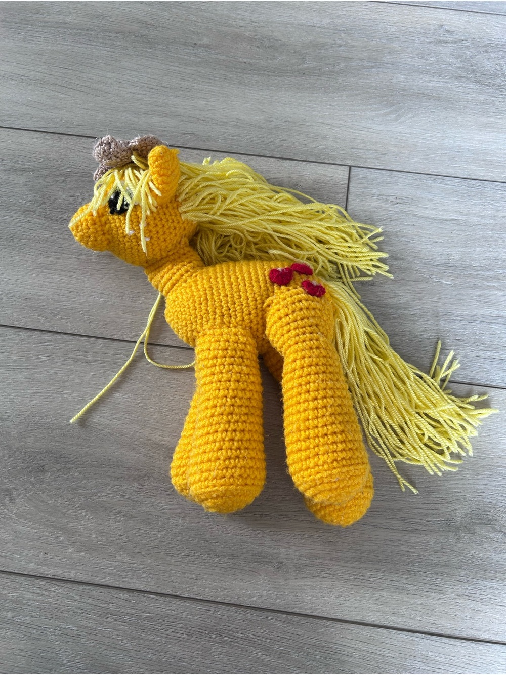 Handmade Applejack My Little Pony Yellow Crochet Plush Toy Collectible Horse